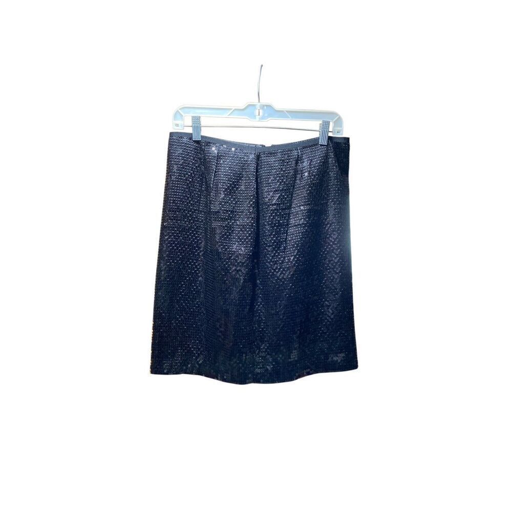 Ann Taylor black sequin fully lined kneelength skirt size 12 P